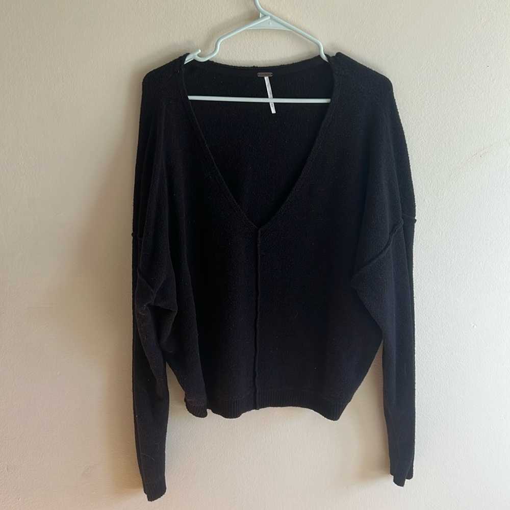 Black Free People V neck sweater